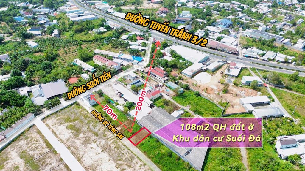 Bán đất 107.7m² kdc suối đá dương tơ, phú quốc đường bê tông 5m, tuyến tránh 3/2 chỉ 150m
