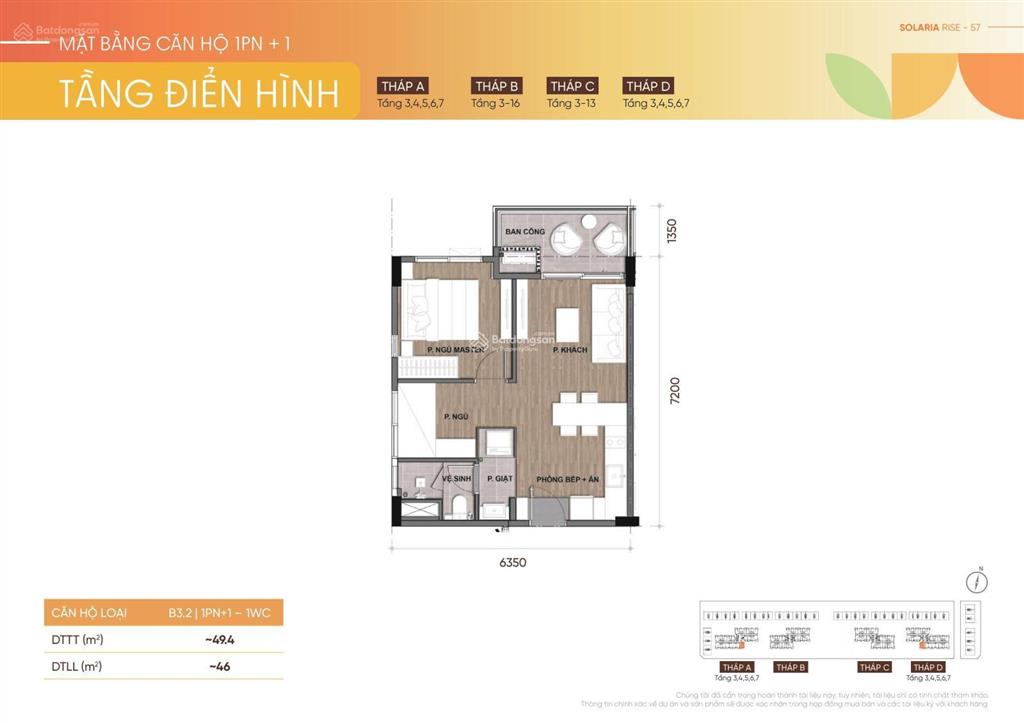 1pn 1wc 38,8 m2 1,5tỷ ch solaria rise waterpoint, ck 12%, 10% ký hđmb, 30% nhận nhà, miễn lãi 15 th