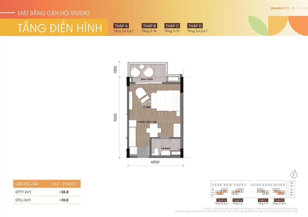1pn 1wc 38,8 m2 1,5tỷ ch solaria rise waterpoint, ck 12%, 10% ký hđmb, 30% nhận nhà, miễn lãi 15 th