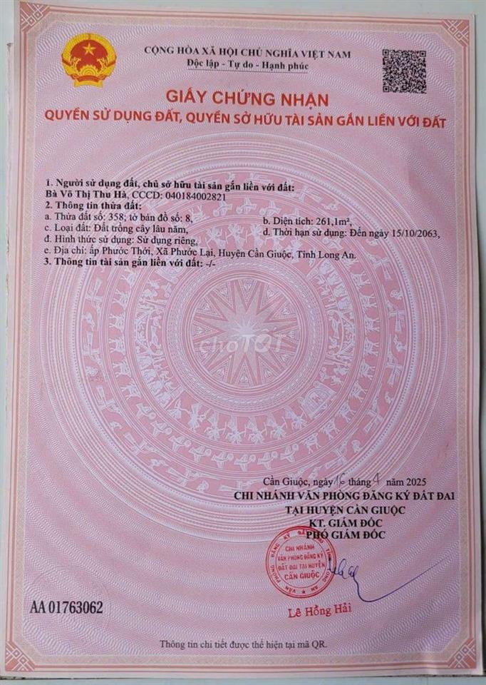 Bán đất mặt tiền đường Cầu Rạch Đình