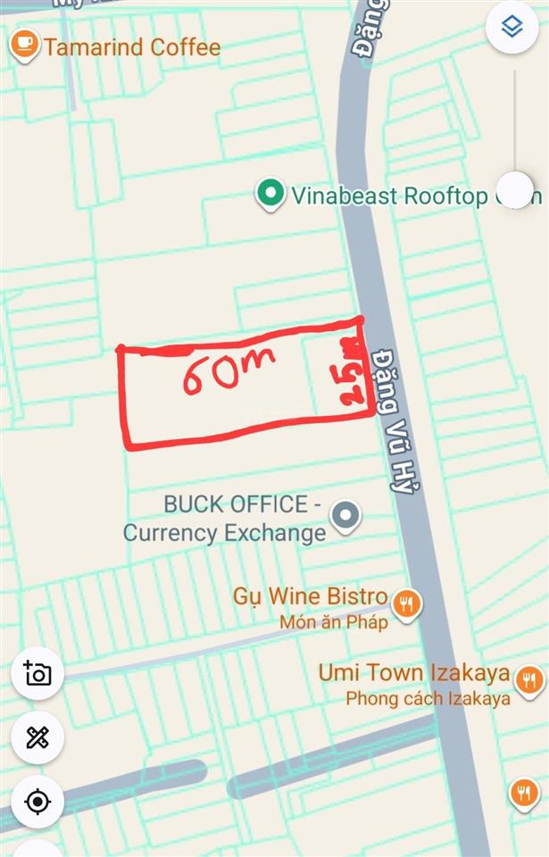 Bán đất biển sơn trà, đường đặng vũ hỷ, 1600m2 (25mx60m), đất ở 100%. hướng đông