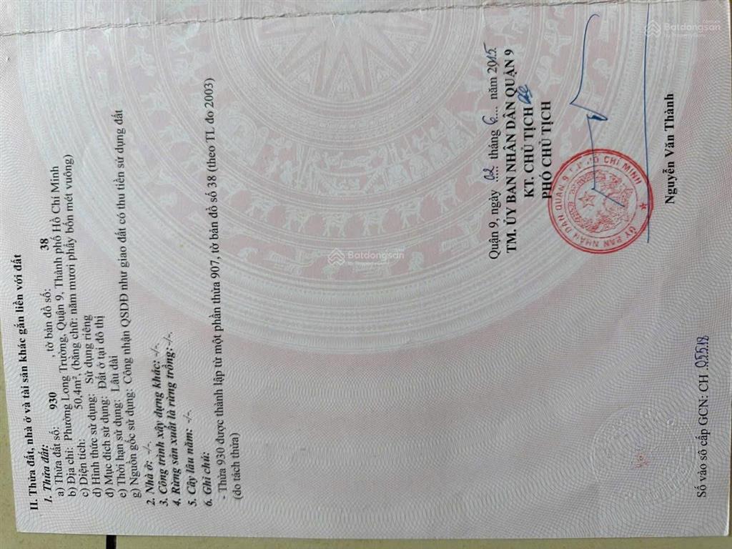 Bán lô 52m trường lưu long trường sau chợ giá rẻ nhất long trường