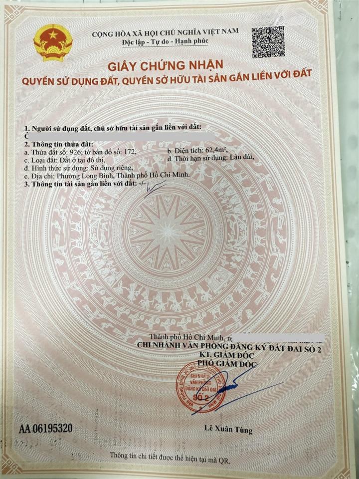 Bán lô 63m nguyễn xiển châu long vị trí đẹp đường thông thoáng đôi diện cc vinhomes, vincom mega