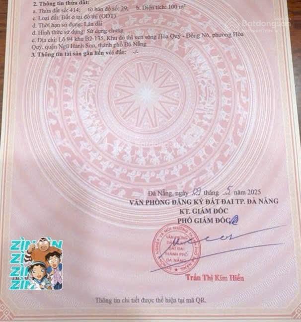 Bán đất đầm sen nam hoà xuân b2.135 lô 9x đông nam giá 5tỷ.  0932 558 ***