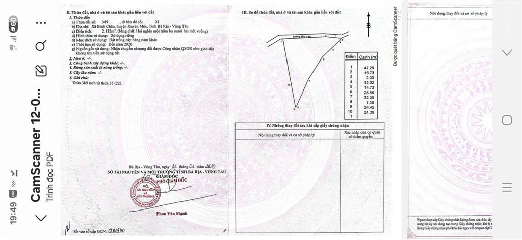 Chính chủ cần bán gấp lô đất 2mt, xã bình châu, dt 2132m2.  0866 797 ***