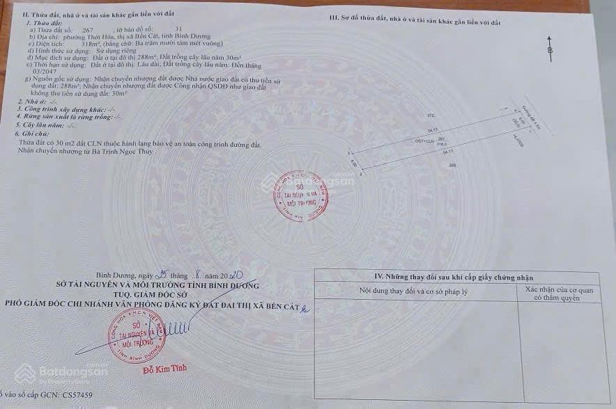 Bán đất thới hoà sát kdc mỹ phước 4.đường nhựa 4,5m thông.6x54 thổ cư 288m xây trọ ok ạ