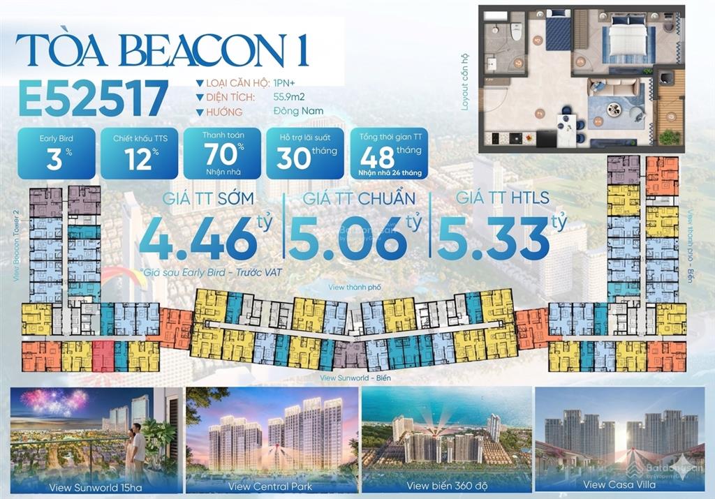 Căn đẹp nhất tòa beacon 1 chiết khấu giá đang cực tốt cho nhà đầu tư nhanh tay