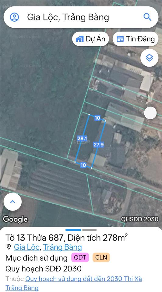 Chủ cần bán lô đất trảng bàng, phường gia lộc, 278m2, giá 690tr