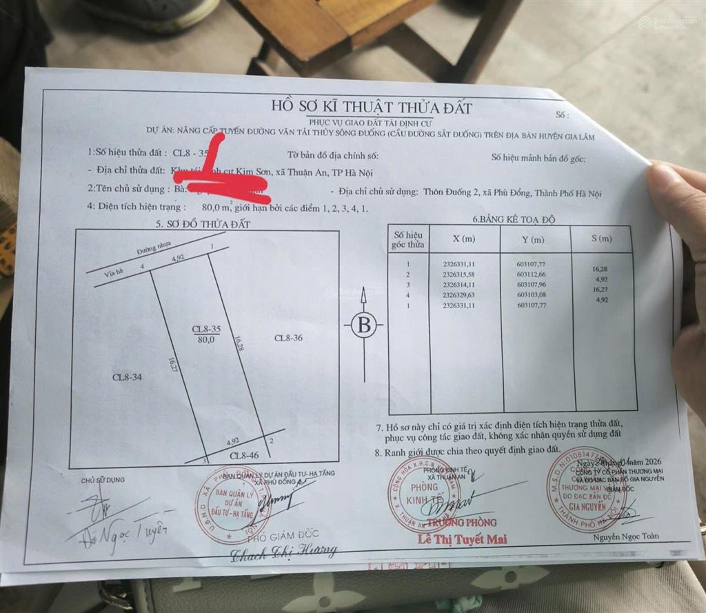 Bán đất 80m2 tại xã phú sơn, 7,45 tỷ, mặt tiền 5m, ngõ 8m
