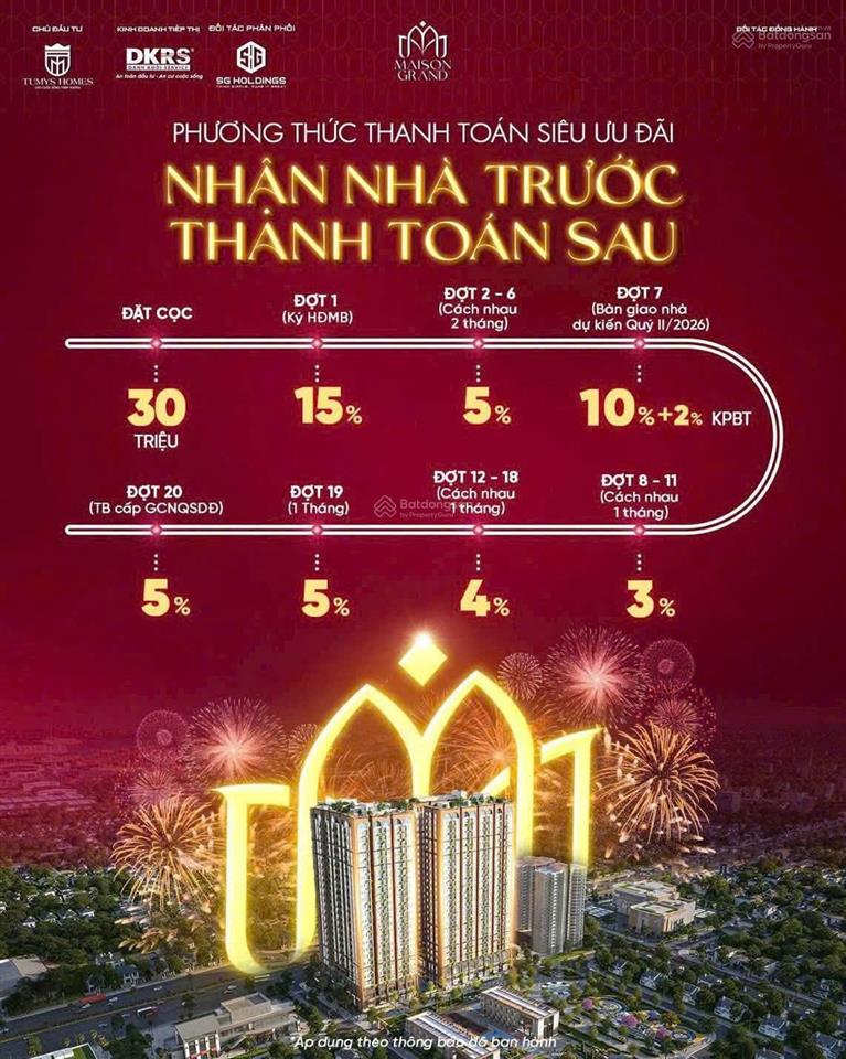 Bán căn hộ maison grand  tumys homes phú mỹ, giá chỉ từ 1.8 tỷ/căn  thanh toán 50% nhận nhà ngay