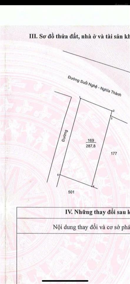 Chủ cần tiền bán đất mặt tiền đường số 1, gần phòng khám đa khoa suối nghệ