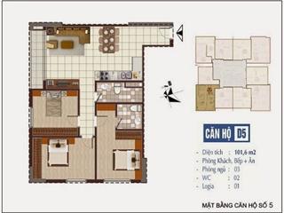 Bán cc đẹp xuất sắc 3pn, 2wc, 101,6m² tại tòa d vinaconex 2, nguyễn xiển, 7,4 tỷ