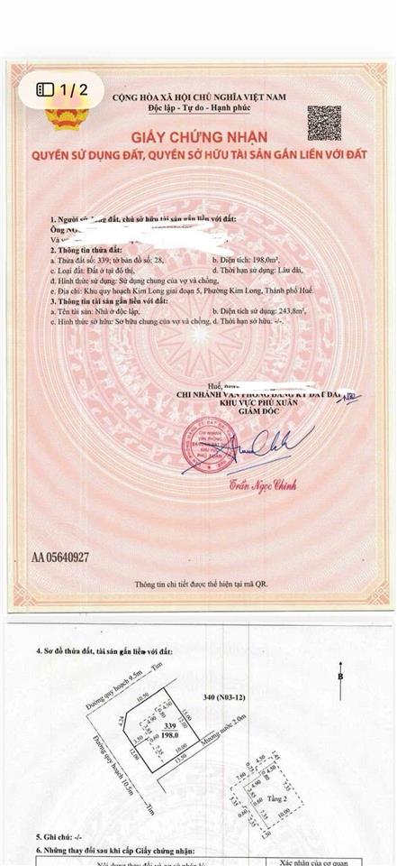 Biệt thự lô góc kqh kim long cạnh đường nguyễn hoàng, tp huế
