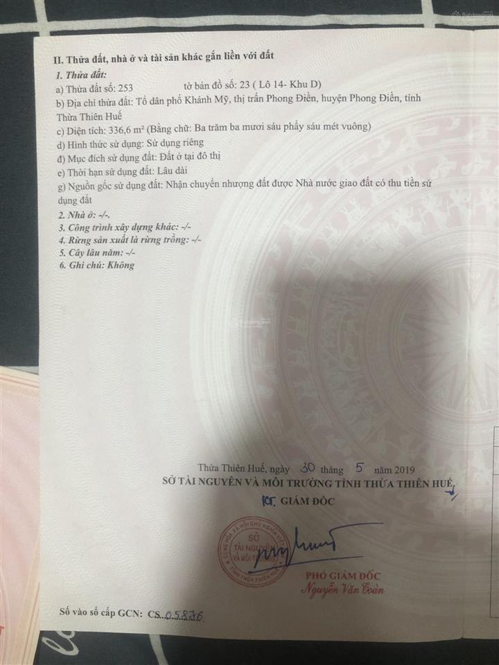 Đất đẹp mặt tiền đông du  phong điền  huế