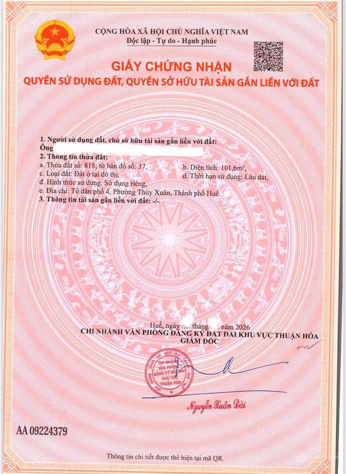 Đất đẹp kiệt 106 minh mạng, giá rẻ an cư