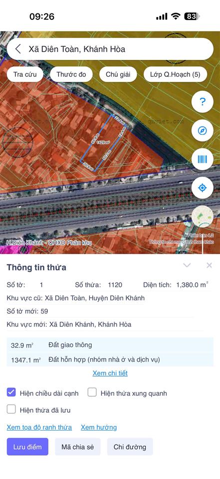 Đất 1.249m diên khánh, khánh hòa | sát đường võ nguyên giáp | 3 mặt tiền đường