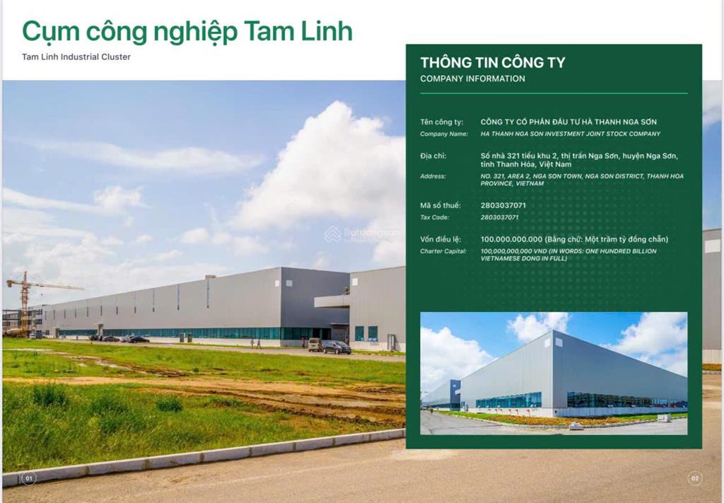Cơ hội đầu tư 1ha đất công nghiệp tại cụm cn tam linh nga sơn cho chế biến thực phẩm, kho lạnh