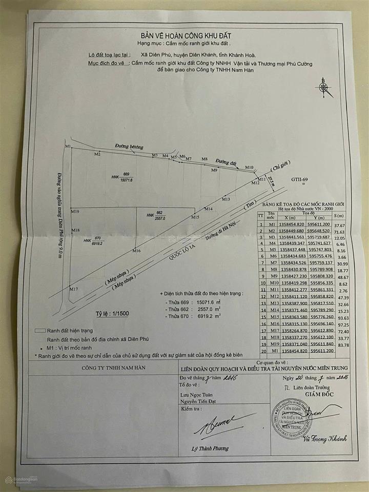 Bán đất skc mặt tiền ql1a suối hiệp, khánh hòa 2.9ha đất sạch, đóng tiền 1 lần