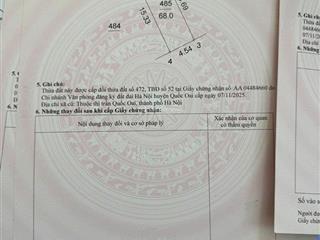 Chủ cắt lỗ cần bán nhanh ô đất thị trấn quốc oai, dt 68m, đường ô tô. gần trục chính hoàng xá