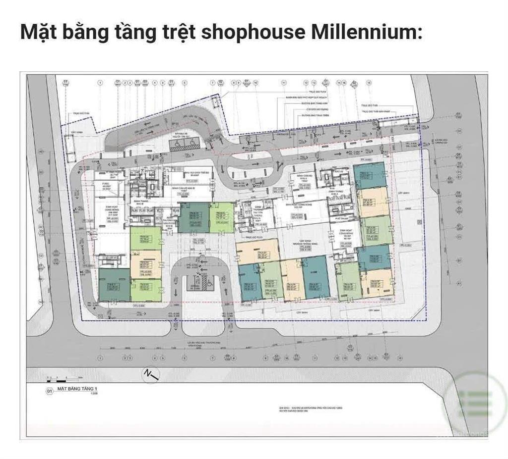 Bán shophouse millennium 2 mặt tiền, diện tích 170m²