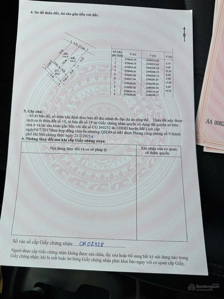 Bán nhanh 114m2 full thổ cư tại chi đông, quang minh, hà nội, nở hậu hút tài lộc, ô tô tránh nhau
