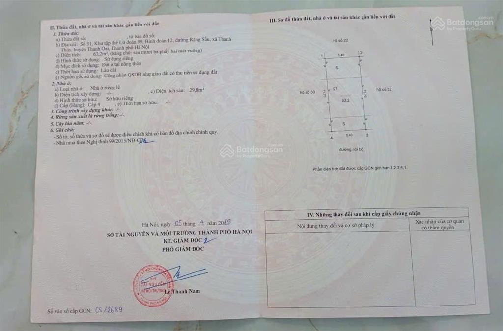 Bán lô đất khu cán bộ quân đội tại thanh thùy bây giờ là tam hưng tp hà nội.  0866 059 ***
