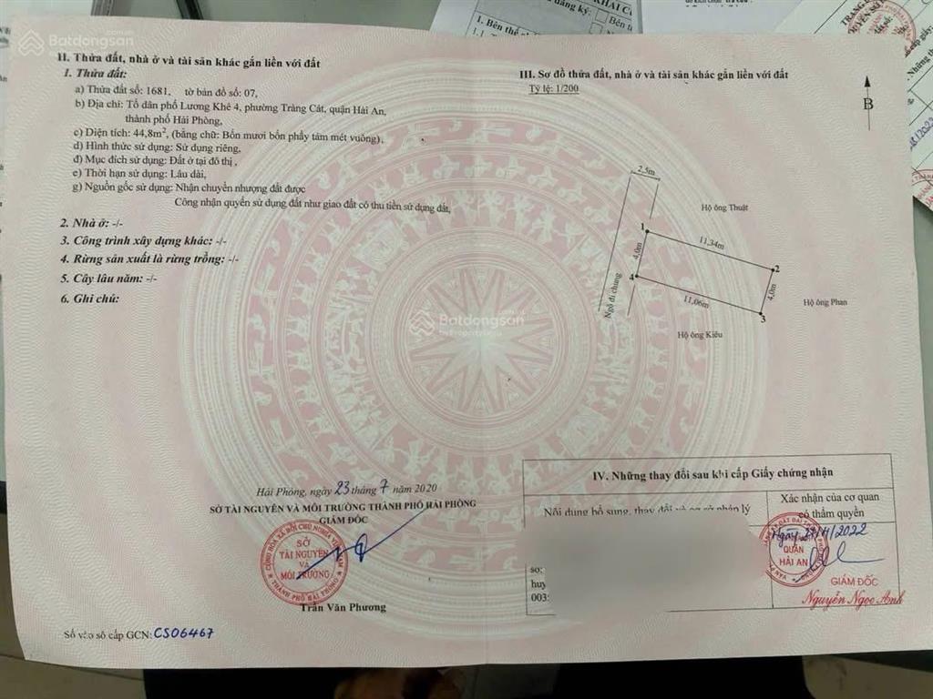 Bán đất ngõ 200 cát linh tràng cát ngõ oto đi lại thông thuận tiện gần trường chợ 44,8m2