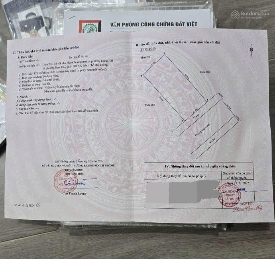 Bán đất biệt thự đồng bồ hải an 373,5m2 hướng đông nam đường to
