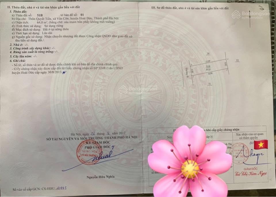 64m2 đất thổ cư vân côn giá tốt!