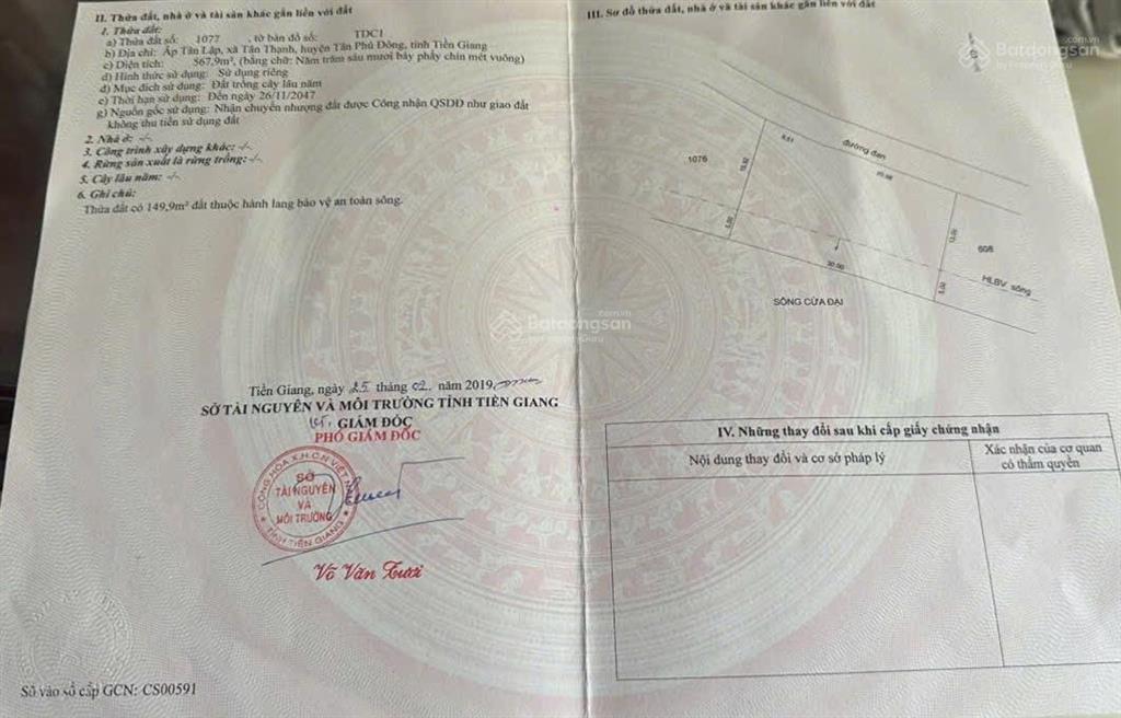 Đất ven sông mekong 379 triệu/1.000m2, bán trọn 6.969m2 có 300m2 thổ cư