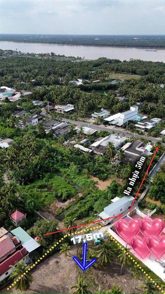 4.413m² đất giáp rạch 150m² thổ cư gần chợ rạch vách cù lao tân phú đông