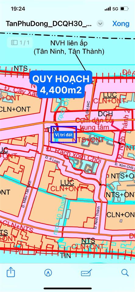 4.413m² đất giáp rạch 150m² thổ cư gần chợ rạch vách cù lao tân phú đông