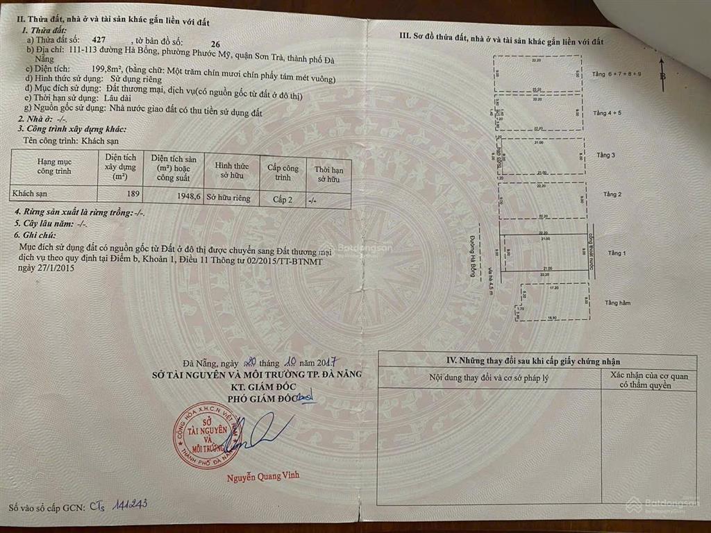 Bán tòa căn hộ 10 tầng đường hà bổng