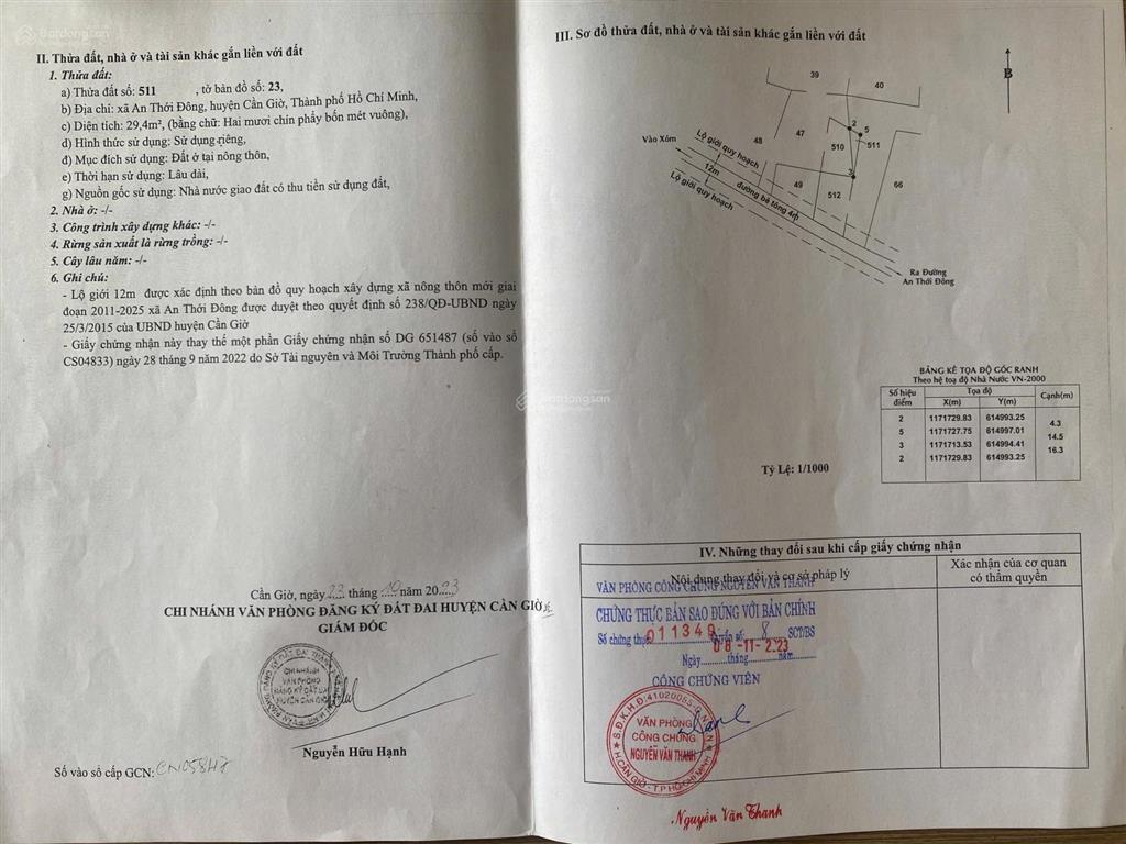 Bán đất thổ cư cần giờ  chỉ 7.2 tỷ