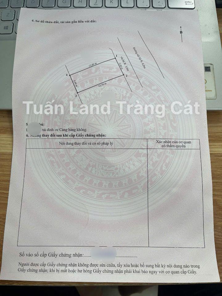 Bán đất 63m2 TĐC Sân Bay – Tràng Cát cách mặt đường đôi chỉ 10m $$$ 51tr/m2 có thoả thuận. 