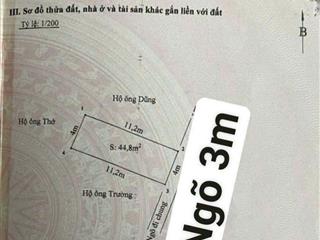 Bán đất Tân Vũ 2 – Tràng Cát dt 44,8m2 ngõ rộng 3m thông 2 mặt đường $$$ chỉ 1 Tỷ200tr. 
