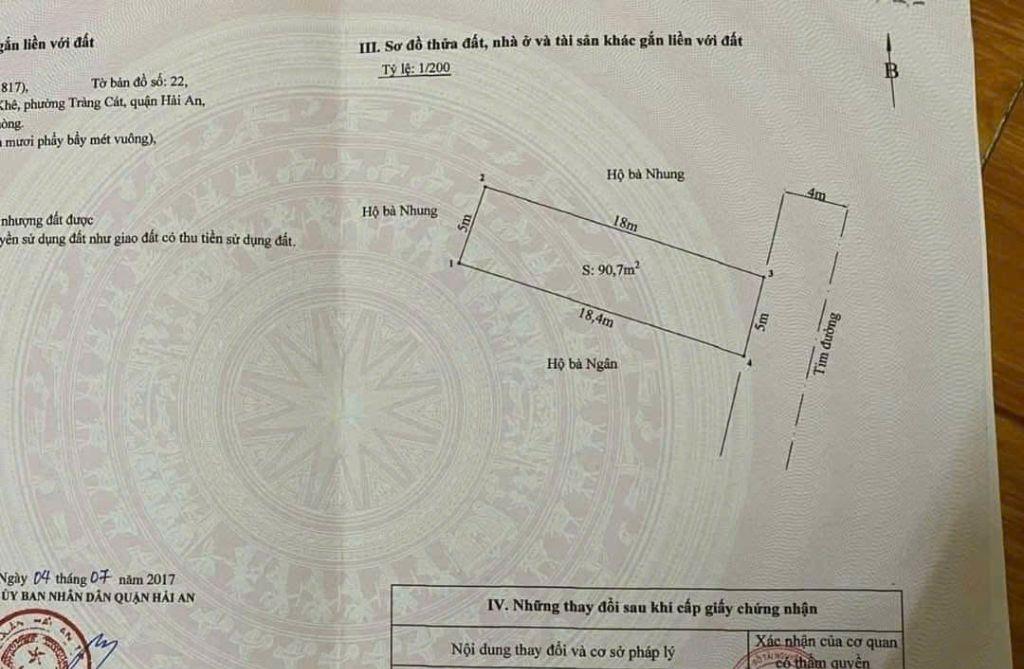 Bán đất mặt đường Cát Linh – Tràng Cát dt 90,7m2 cách dự án Vin 100m $$$ chỉ 4 Tỷ280tr.  