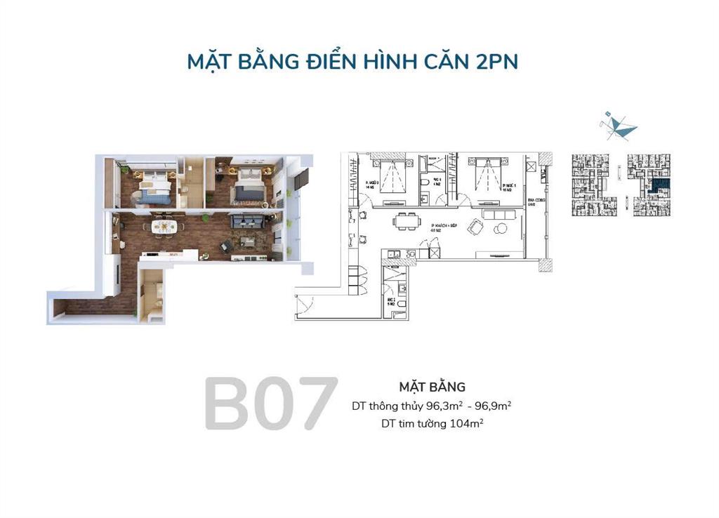 Tnk 96m2 2pn2wc chỉ 7,55 tỷ bao phí, sẵn sổ, hỗ trợ vay