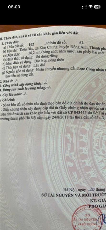 Gia đình cần bán 56m giá 4,3 tỷ ngay chợ bầu kim chung gần cầu thăng long kim chung đahn