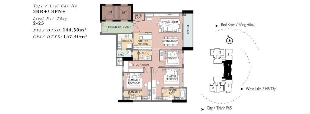 Bán căn heritage 3 ngủ + 1 tầng cao view ôm trọn hồ tây  38,5 tỷ bao phí  full đồ liền tường