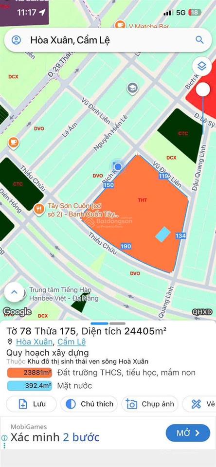 Bán đất nền dự án tại 168 bích khê, kđt nam cầu nguyễn tri phương, 5,55 tỷ, 100m2