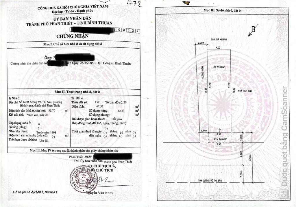 Bán đất 62,33 m2 tại 140b võ thị sáu, phường bình hưng, thành phố phan thiết, giá cực chất 2,95 tỷ