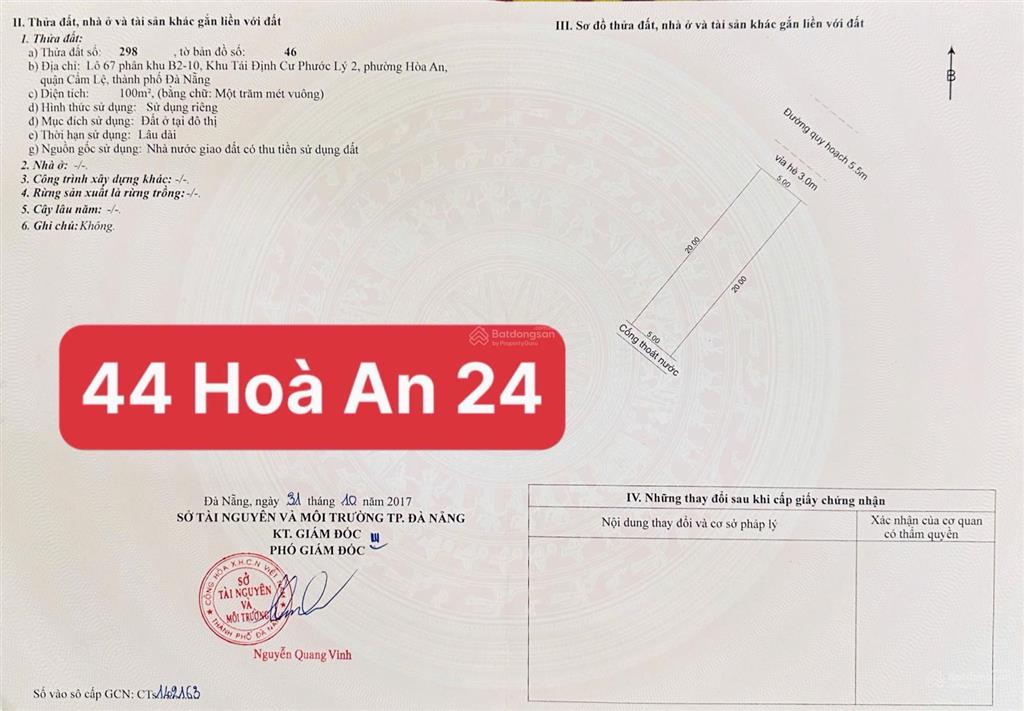 Bán đất đẹp đối diện công viên  hoà an 24