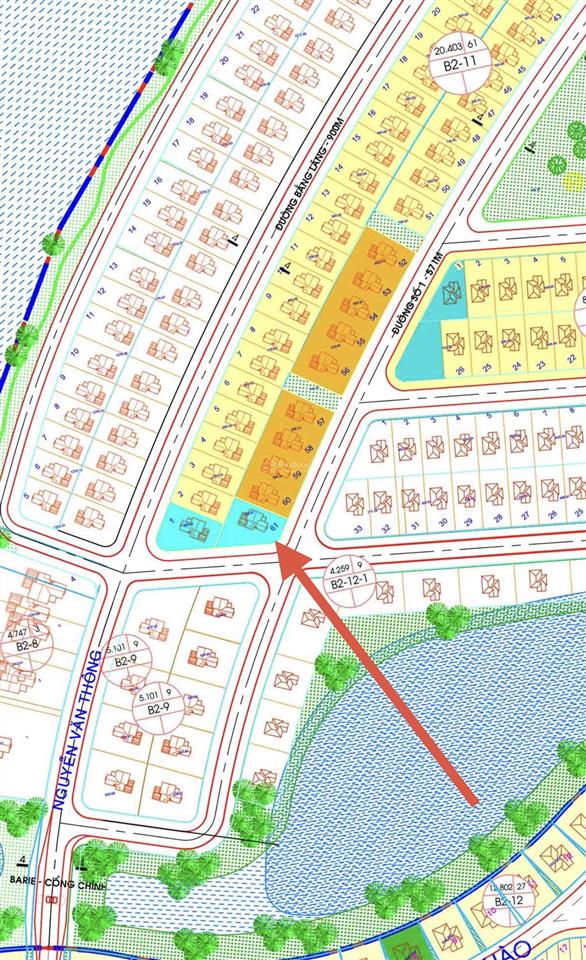 Góc biệt thự 438,2m2 mặt tiền giáng hương 8 và giáng hương 3
