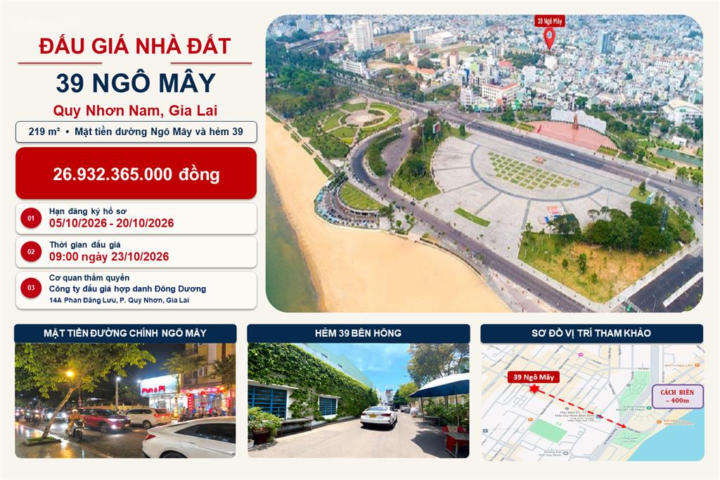 Bán nhà 2 mặt tiền 39 ngô mây  trung tâm biển quy nhơn