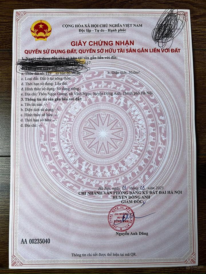 Bán gấp đất tại ngọc giang, vĩnh ngọc, đông anh, hà nội, 7,1 tỷ, 50m2 hot