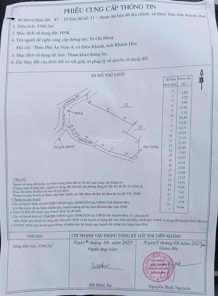 Đất diên thọ cách ql 27c 200m diện tích 21000m2 bám đường 200m chỉ 360k/m2 7tỷ560tr
