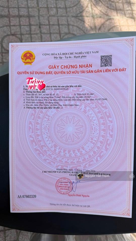 Bán lô đất sát chợ diên phước ngay ngã tư bót bà lá 91,4m2 979tr