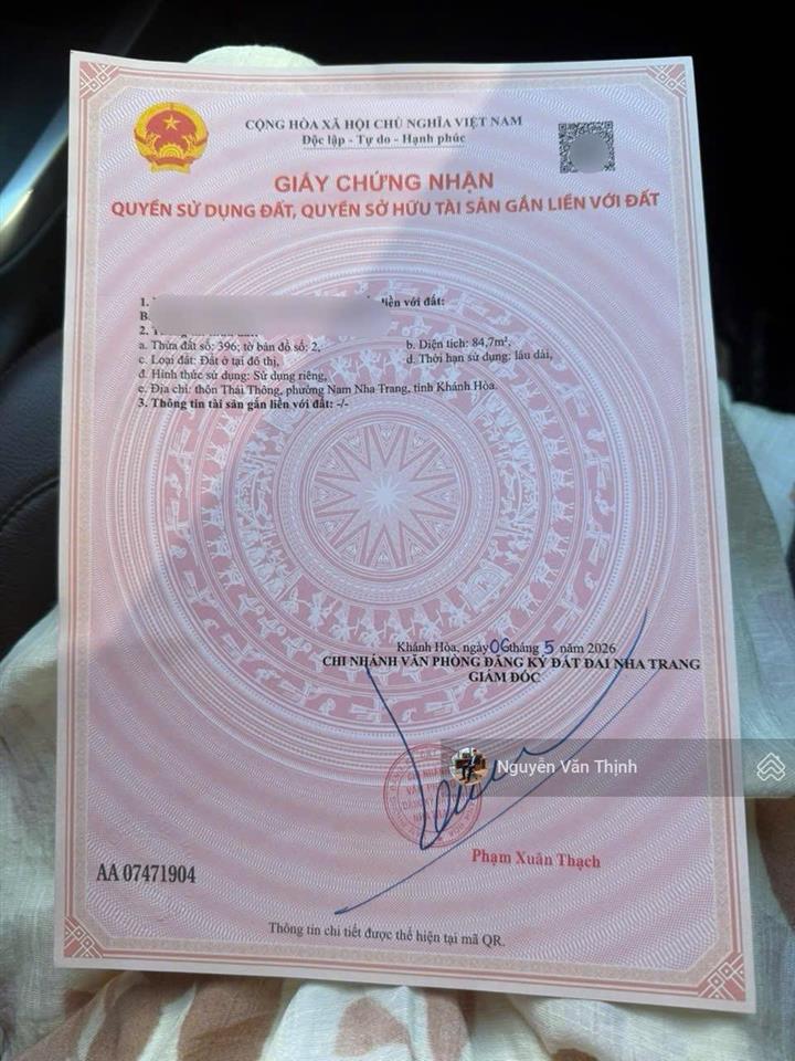 Bán đất vĩnh thái p nam nha trang sát võ nguyên giáp đường vào 10m 84,7m2 4tỷ220