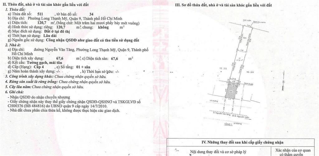 Bán nhà mặt tiền đường nguyễn văn tăng  vị trí đẹp gần ubnd phường long bình